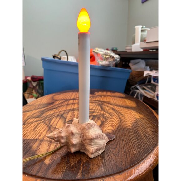Vintage Resin Sea Shell Table Candle Lamp Beach Theme 9" - Picture 8 of 15